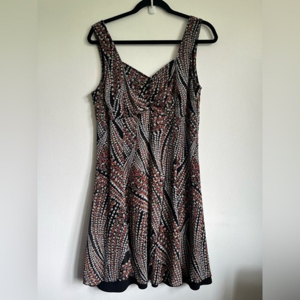 Vintage Women Canadian Whimsygoth Ditsy Floral Asymetrical Hem Dress Black XL 13